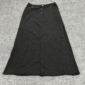 Poplook Skirt Womens XL Black Denim Maxi A-Line Long Casual Modest 5-Pocket